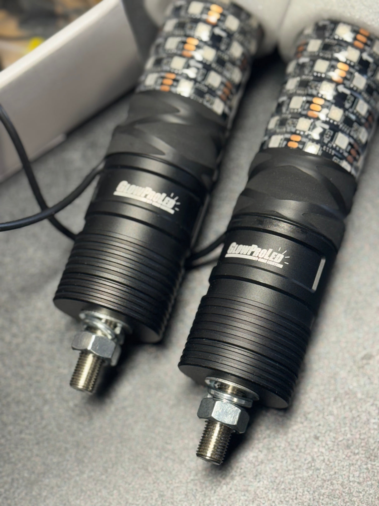 2-Pack 1ft Fat LED Whips for UTV, SXS, ATV - RGB Color-Changing