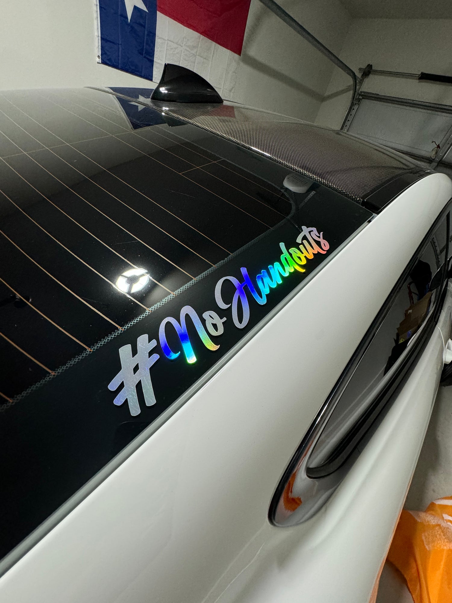 " #NoHandouts " decal