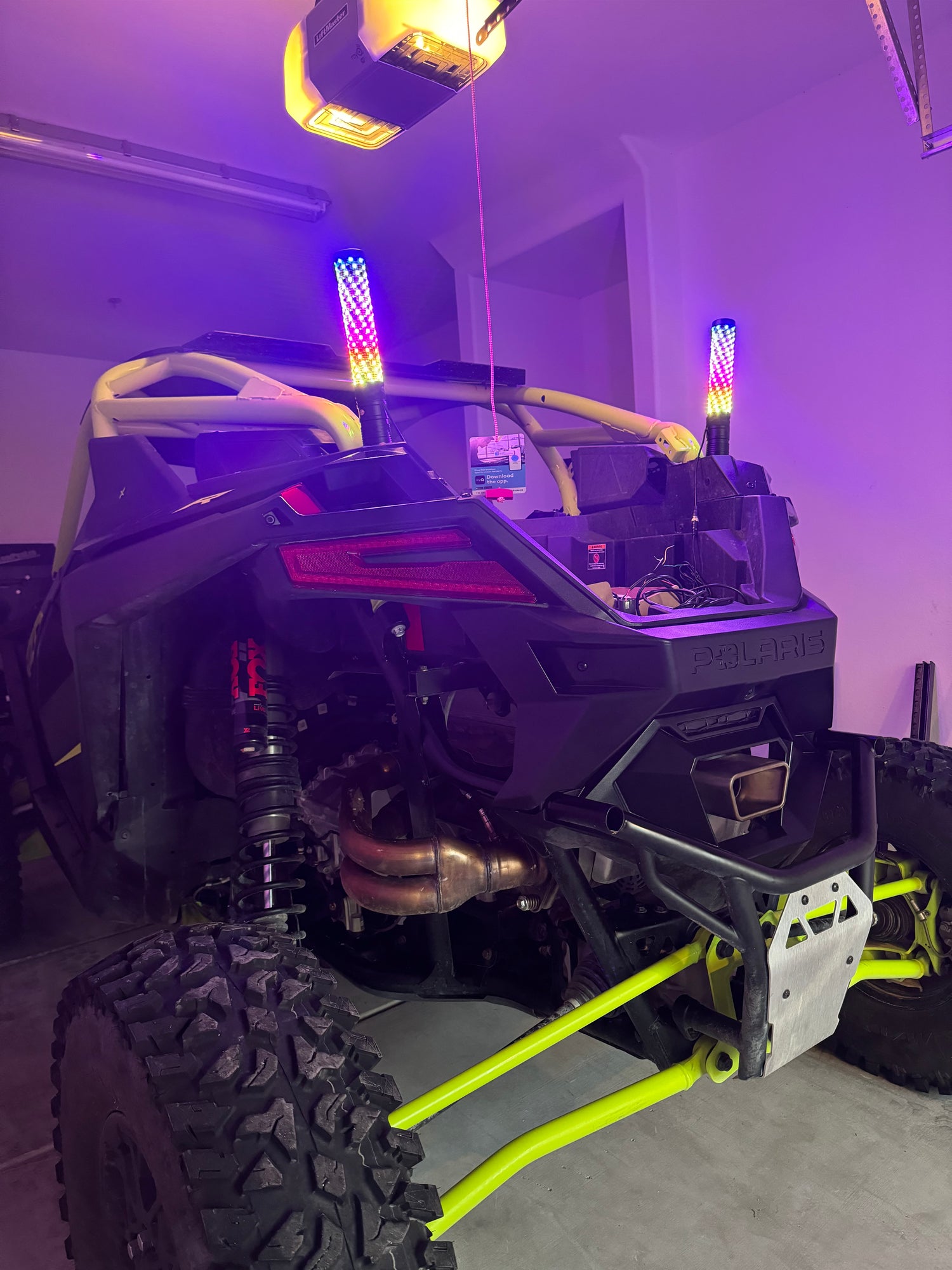 2-Pack 1ft Fat LED Whips for UTV, SXS, ATV - RGB Color-Changing