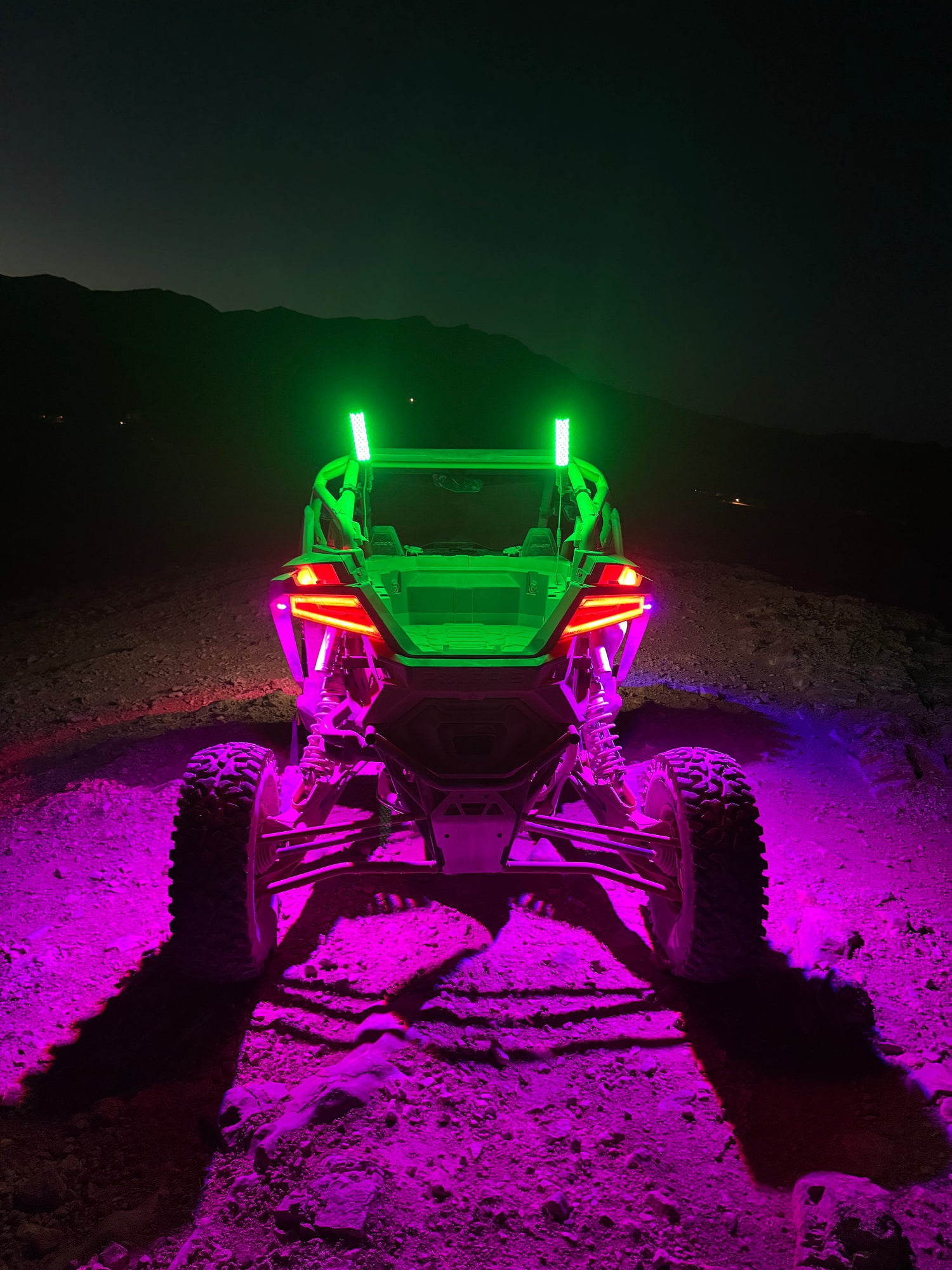 2-Pack 1ft Fat LED Whips for UTV, SXS, ATV - RGB Color-Changing