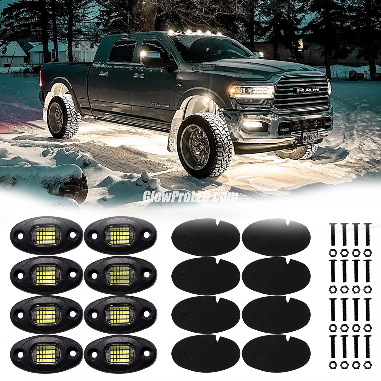 Full Plug & Play 24 watt white rock lights