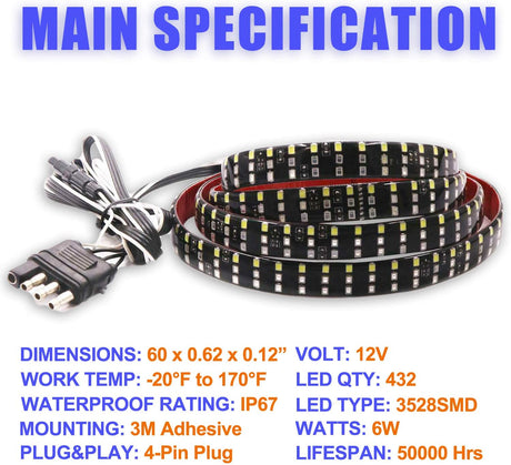 LED Tailgate triple Row Light Bar 60 inch - Trucks led lighting lifted trucks ford chevy dodge led glow lighting