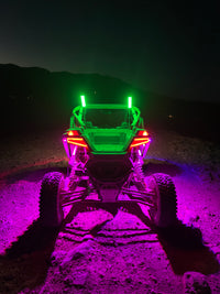 2-Pack 1ft Fat LED Whips for UTV, SXS, ATV - RGB Color-Changing - GlowProLED
