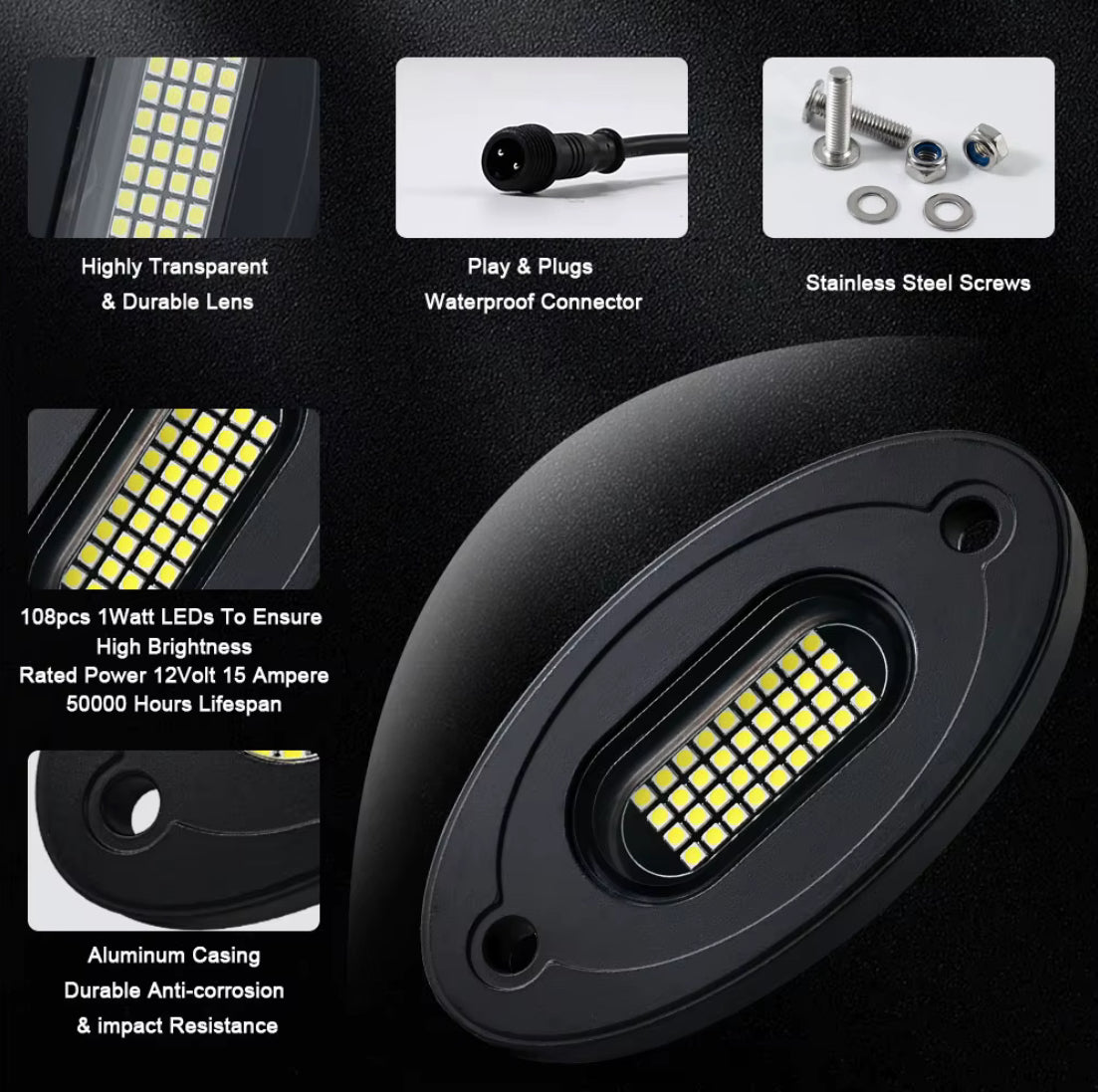High Intensity Pure White Rock Lights
