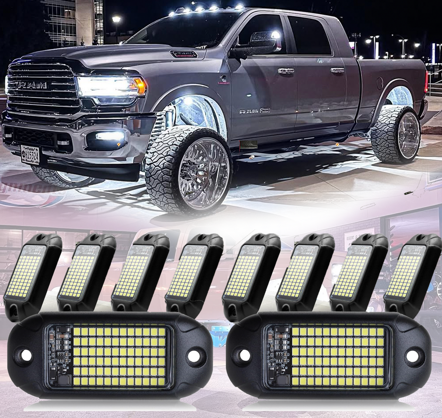 72 Chip LED pure white rock lights